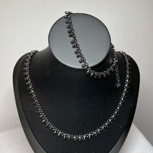 Vintage JAC GUNMETAL BLACK necklace and bracelet set